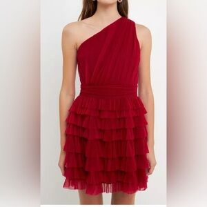 Endless Rose One Shoulder Red Dress